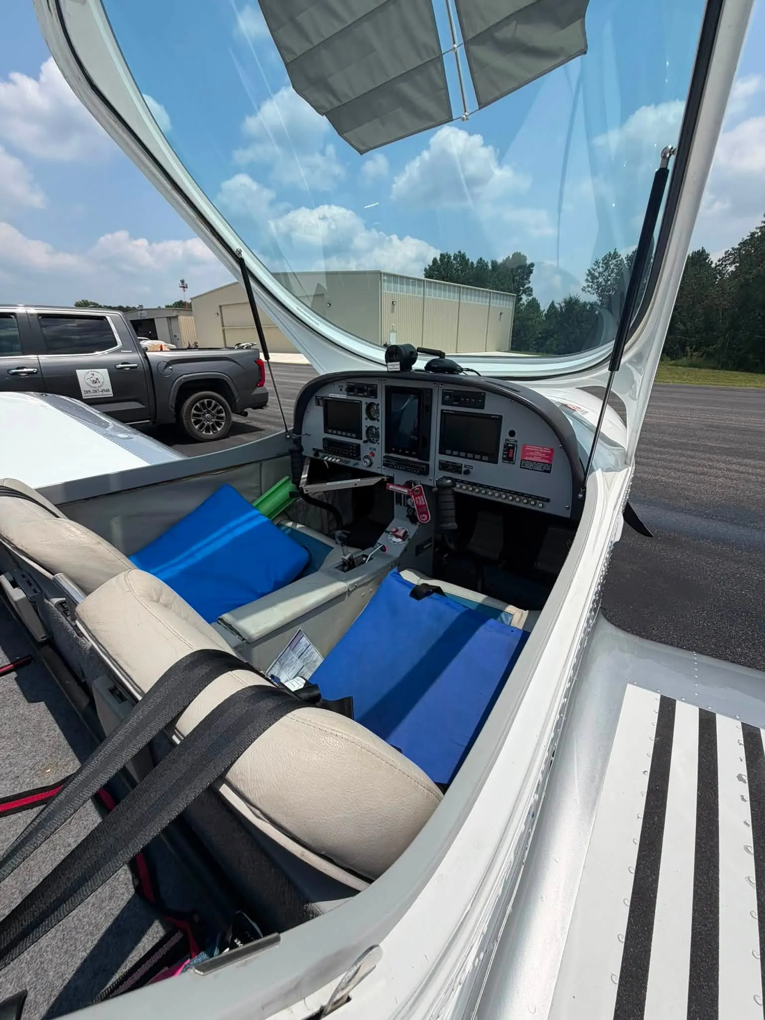 Aircraft cockpit after interior cleaning