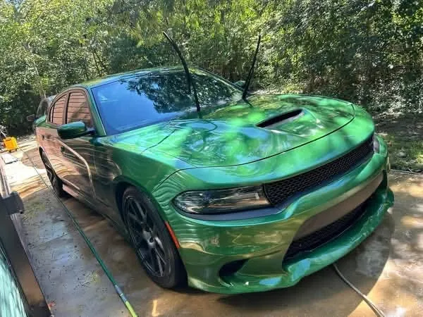 Car being washed on site